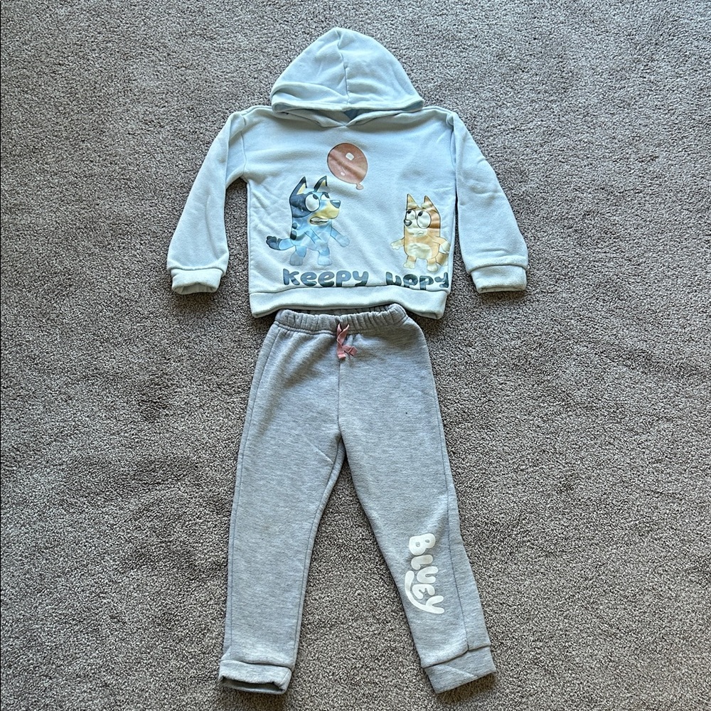 Kids' Bluey Light Blue Sweatshirt and Gray Sweatpants Jogger Set